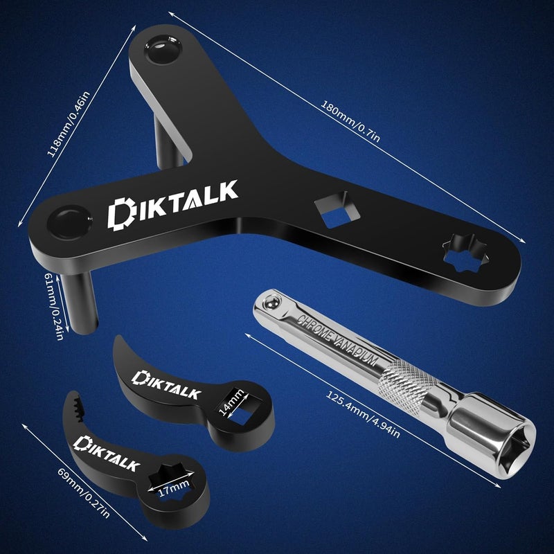 DikTalk Lower Control Arm Prying Tool Kit,1/2" Drive Suspension Removal Tool,Specialty Bushing Tool with 2 Pry Bar Wrench Adapter Head & Extension Poles,4PCS - Image 2